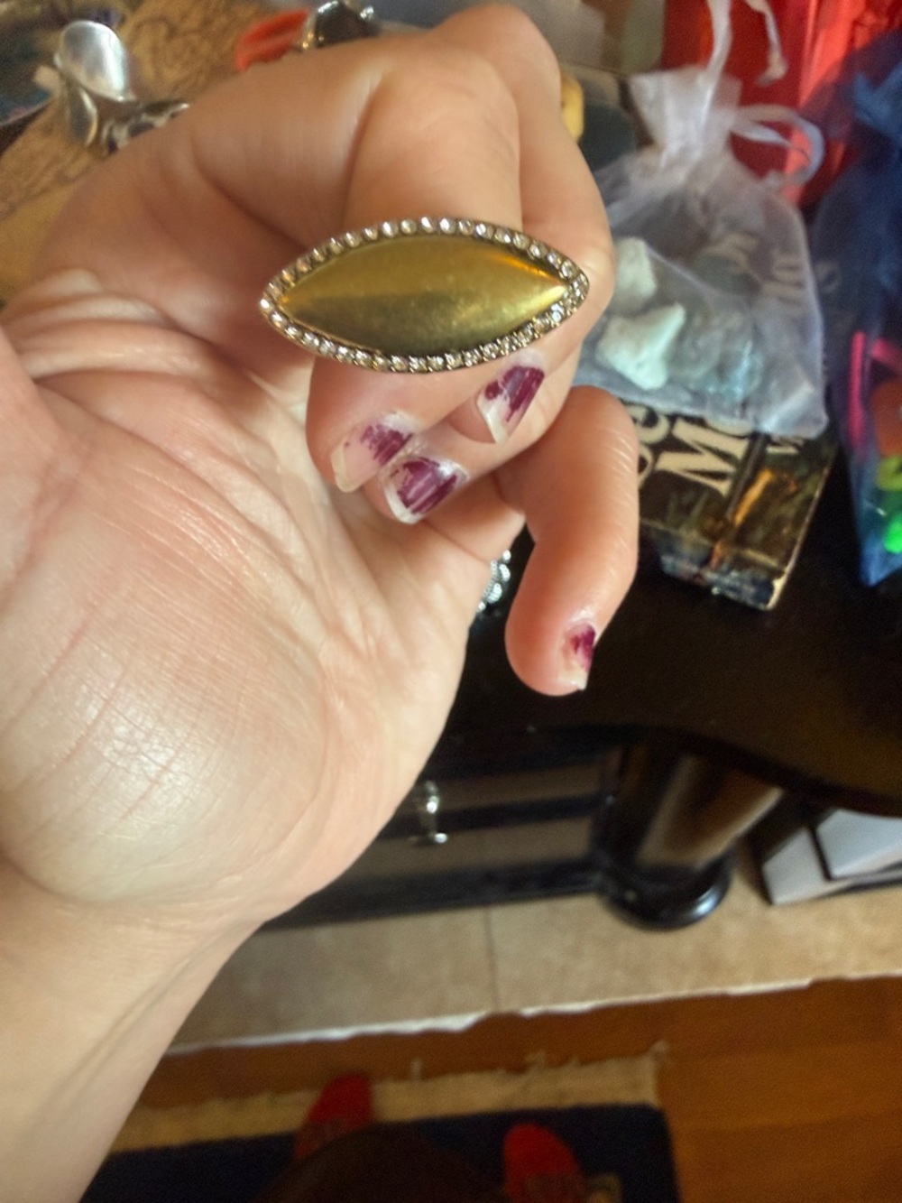 Silpada Gold Marquise Ring with Crystal Halo